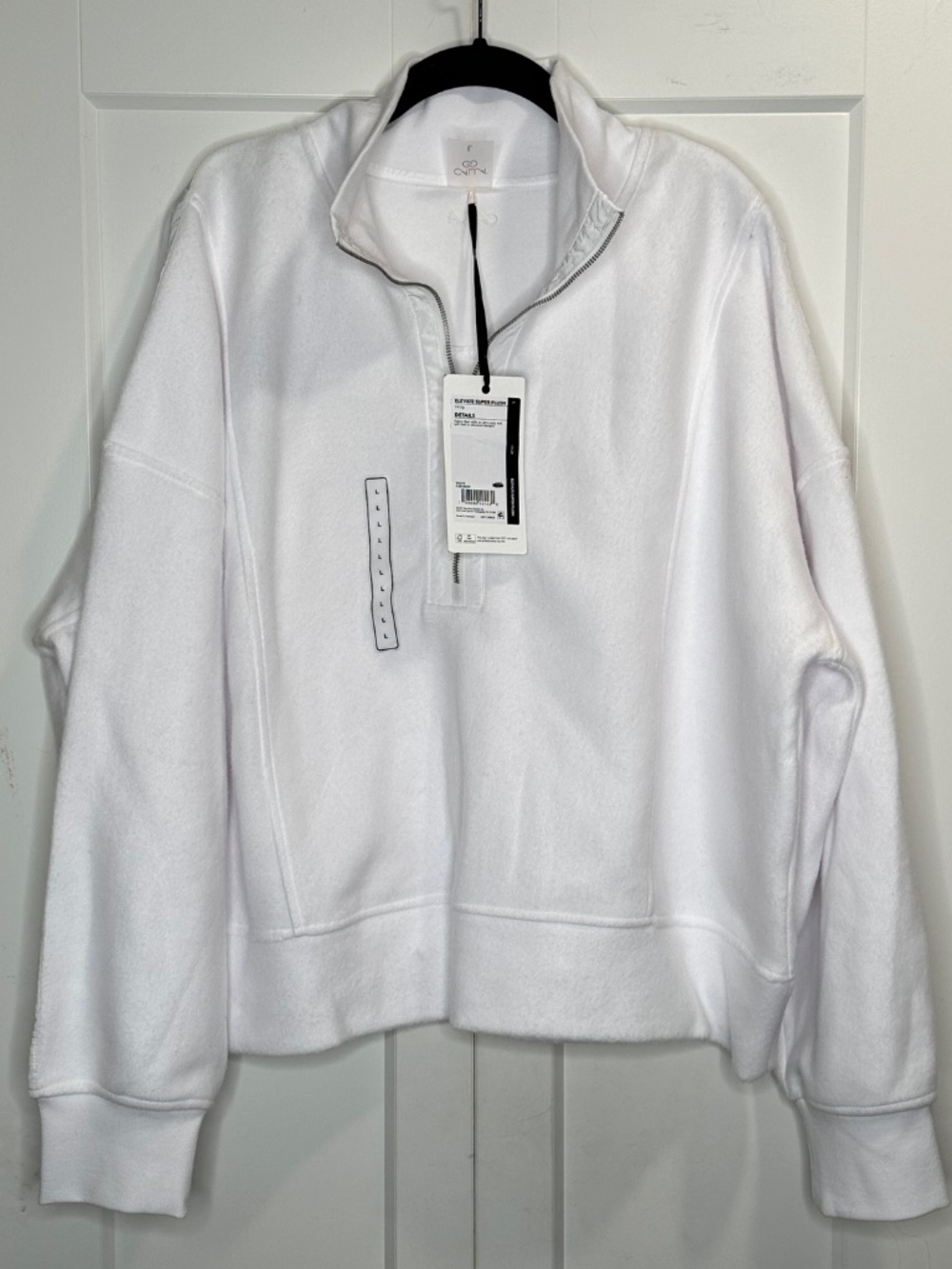 Calia Women's Elevate Super Plush 1/4 Zip, Pure White, Sz LG NWT